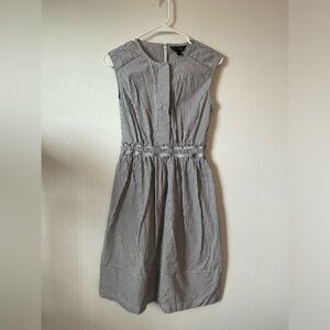 Sleeveless Black and White Striped Dress